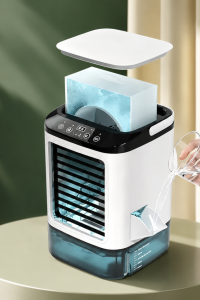Portable Air Conditioner Fan Bladeless Misting Cooler Ice Box USB Desk