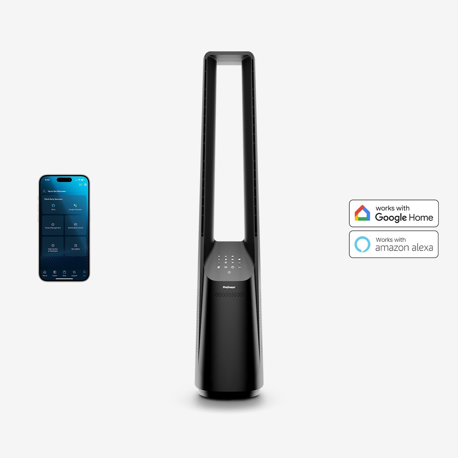 Ventilateur colonne sans pales 40″ avec contrôle par application intelligente