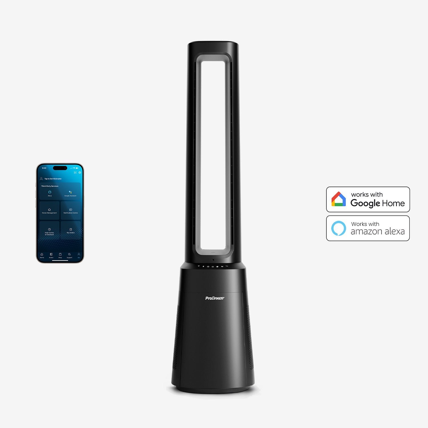 OmniAir Ventilateur colonne sans pales premium 41″ et purificateur d’air avec contrôle par application intelligente