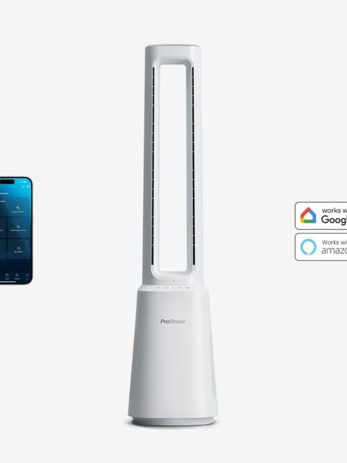 OmniAir Ventilateur colonne sans pales premium 41″ et purificateur d’air avec contrôle par application intelligente