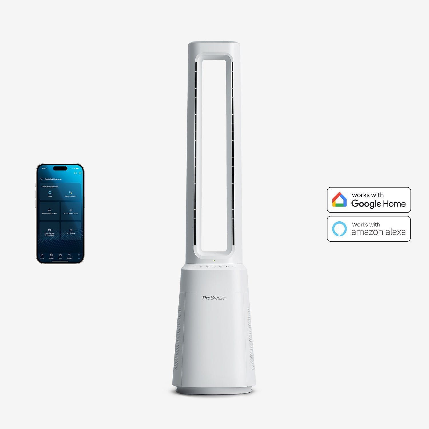 OmniAir Ventilateur colonne sans pales premium 41″ et purificateur d’air avec contrôle par application intelligente